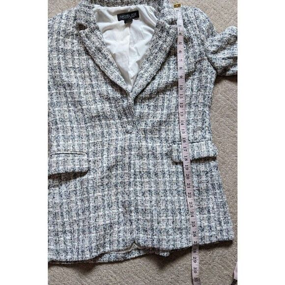 Rachel Zoe Blazer Jacket Tweed One Button Lined Preppy Pockets US size 6 - Picture 7 of 13